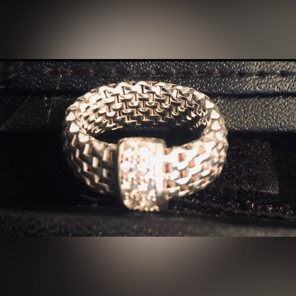 Silpada Silver Woven Ring with Sparkling Accents
